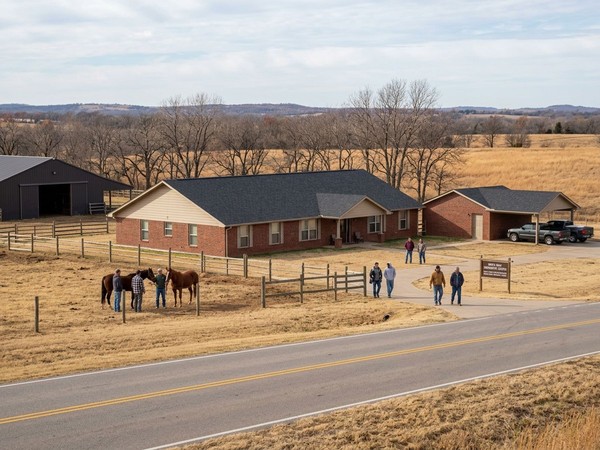 The 20-acre men's addiction treatment campus grounds offer a spacious and secluded setting for recovery and reflection.