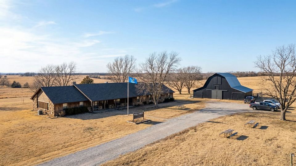 The residential campus building and grounds in rural Oklahoma offer a secluded and safe environment for men's recovery.