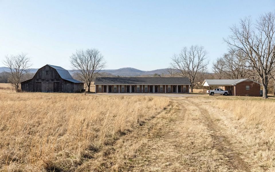 A rustic lodge exterior at the addiction treatment facility provides a welcoming and grounded environment for residents.